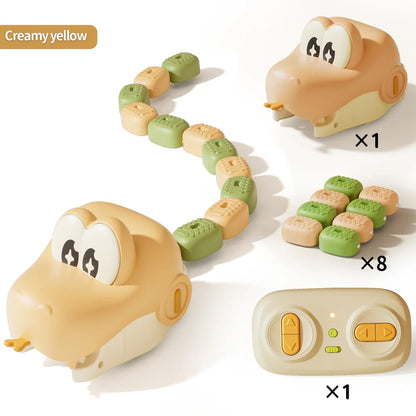 Single beige magnetic snake toy set with remote and eight number blocks