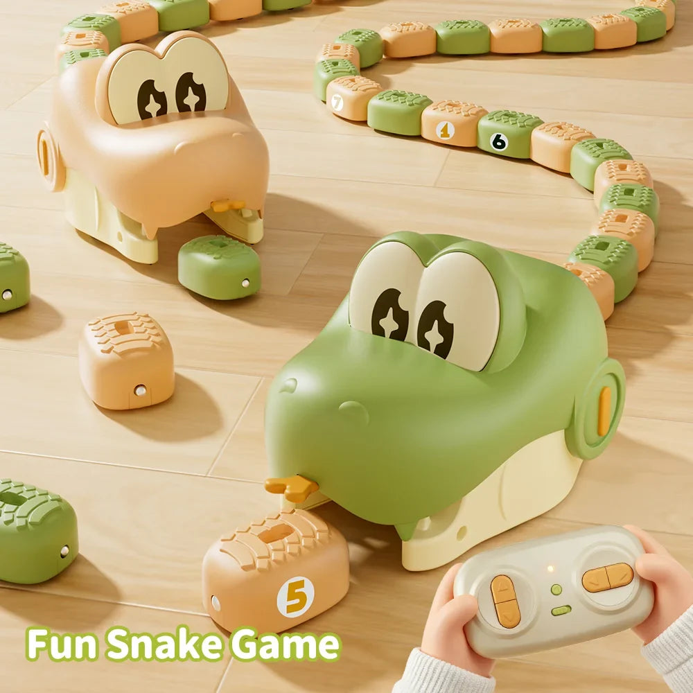Green magnetic remote control snake collecting a number block