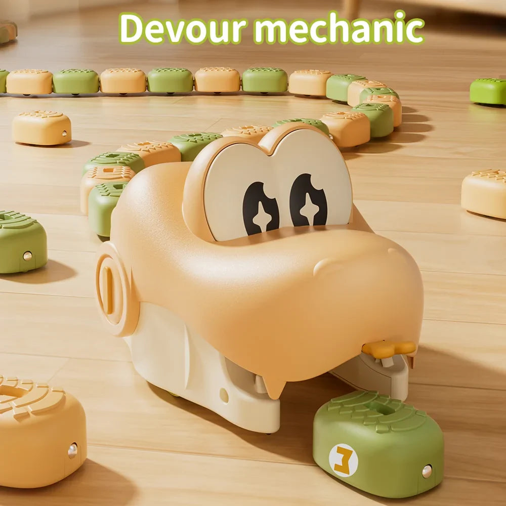 Beige magnetic remote control snake collecting a number block