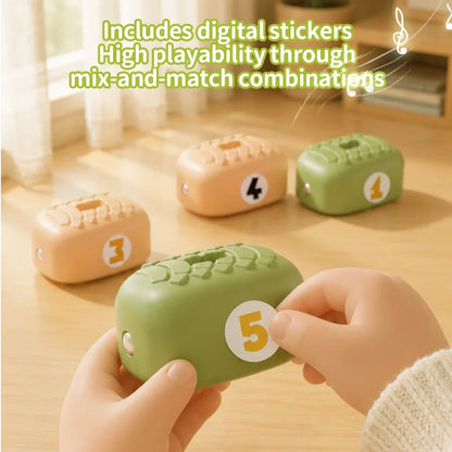 Magnetic number blocks with reusable number stickers