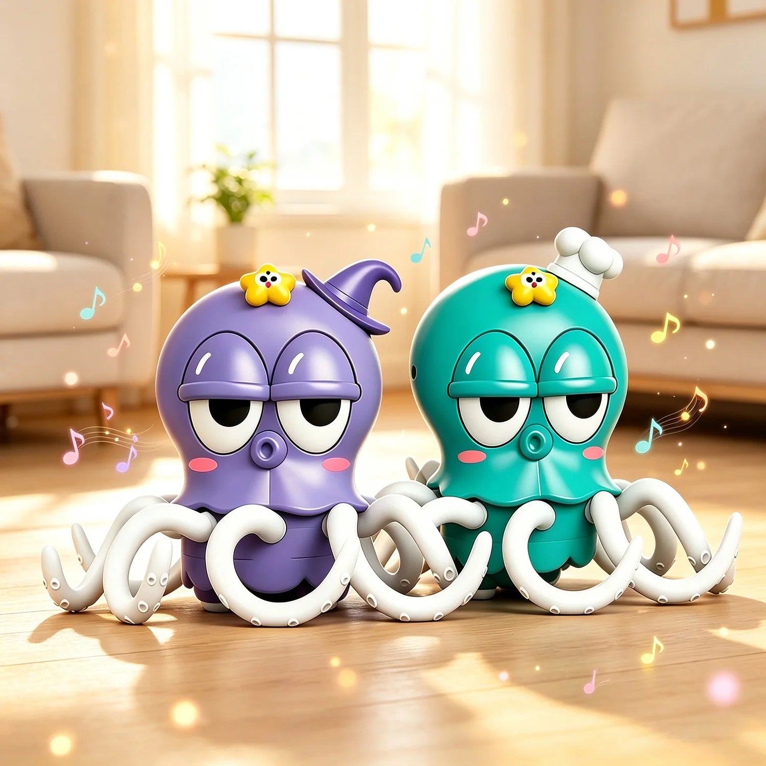 Twisting musical octopus toys