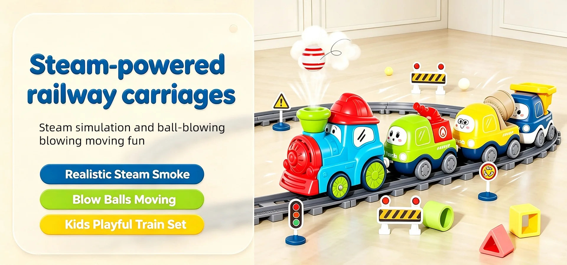 Steam-powered railway carriage toy